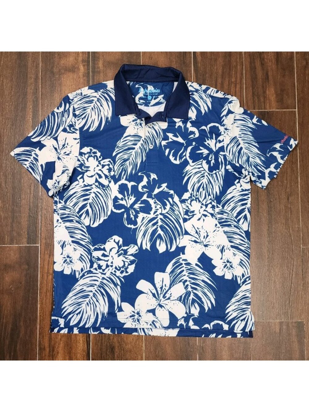 Chubbies Golf Performance Polo Shirt Mens Medium Floral Print Stretch Spandex